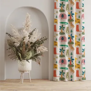 Blackout Curtains, Digital Printed Curtains, Pack of 1 Curtains - Jungle Safari Buttercream