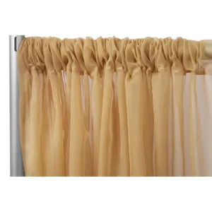 Sheer Voile Flame Retardant (FR) 12ft H x 118" W Drape/Backdrop Curtain Panel - Gold