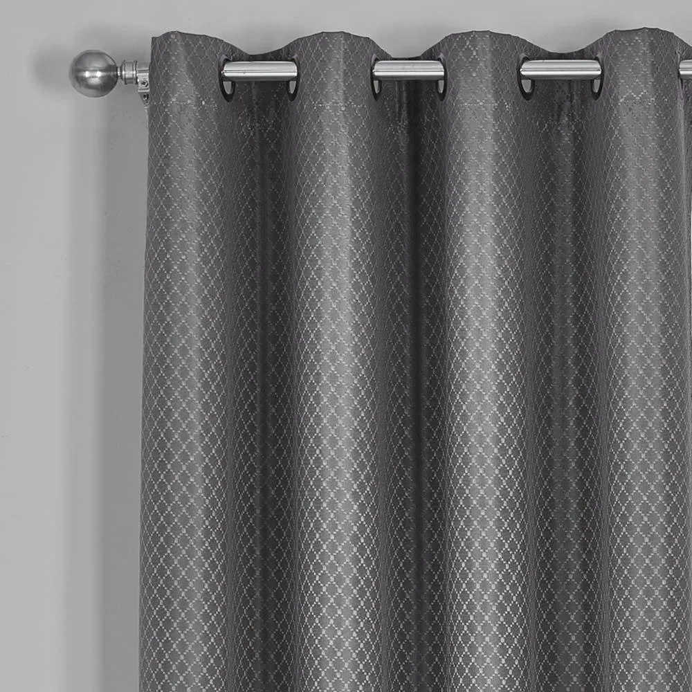 100% Blackout Curtain - Diamond Jacquard Woven Drape Theme (Set of 2)