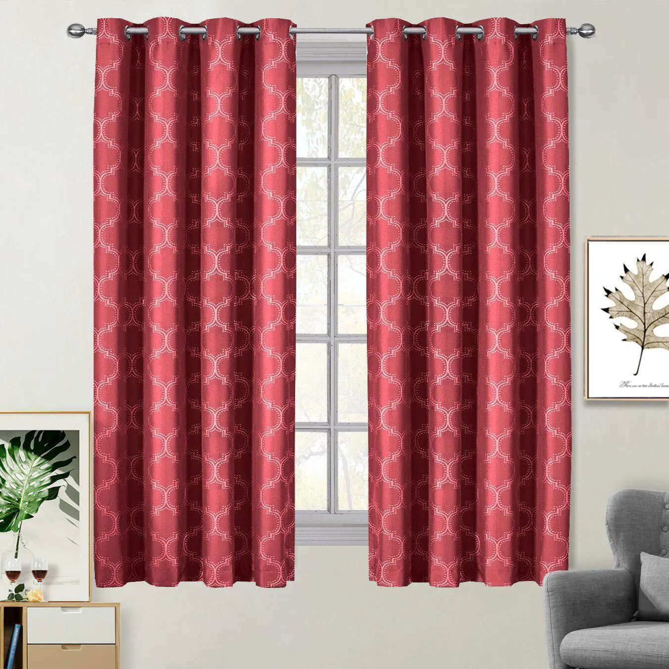 100% Blackout Curtain Panels Alana - Woven Jacquard Triple Pass Thermal Insulated (Set of 2 Panels)