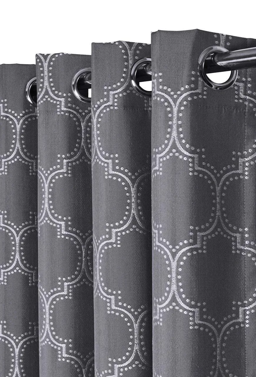 100% Blackout Curtain Panels Alana - Woven Jacquard Triple Pass Thermal Insulated (Set of 2 Panels)