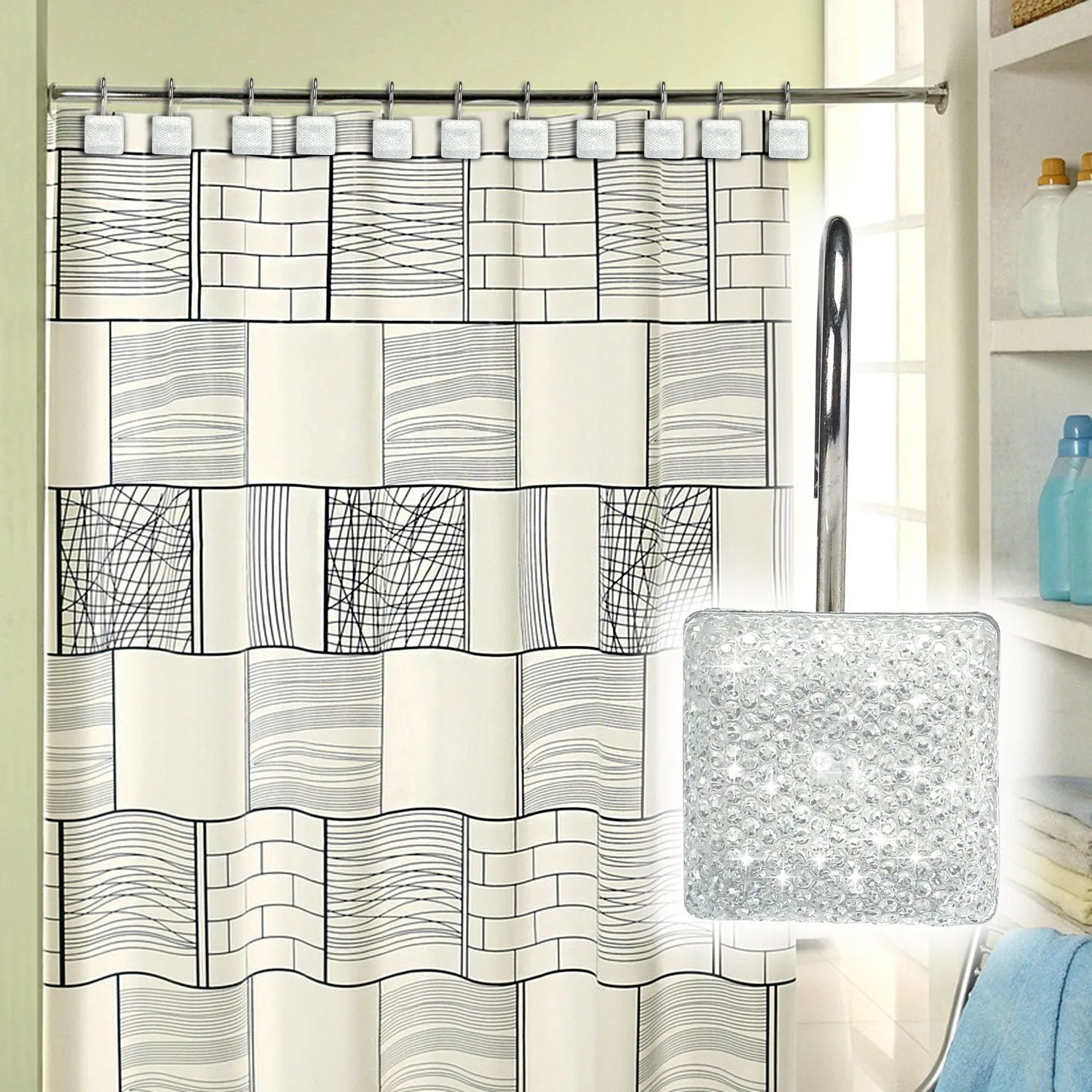 12-Piece: Decorative Shower Curtain Hooks Bathroom