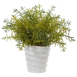 13” Rosemary Artificial Plant in Decorative Swirl Planter