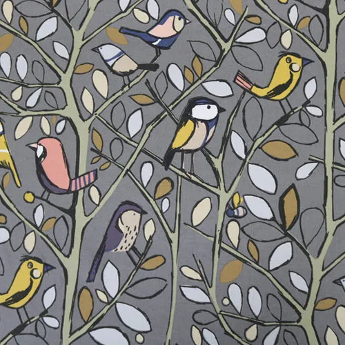 165CM REMNANT Bird Song Home Furnishing Fabric - Charcoal