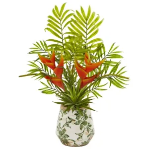 18" Heliconia and Agave Artificial Plant in Decorative Planter