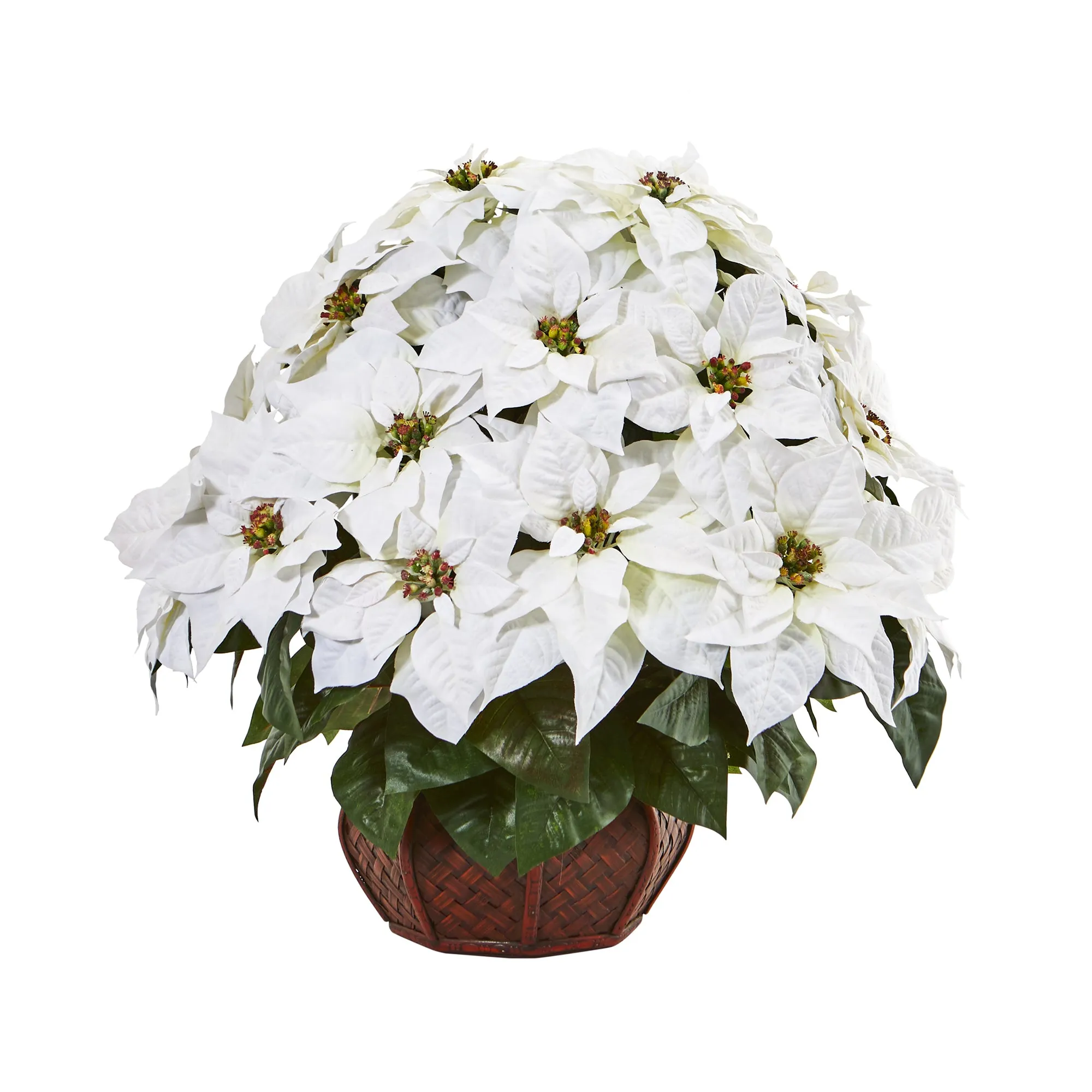 22" Artificial Poinsettia Arrangement in Decorative Planter - Low Maintenance, Life-Like & Vibrant Silk Flowers For Busy People.