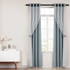 2X Thermal Blockout Sheer Curtains with Tiebacks, Artiss