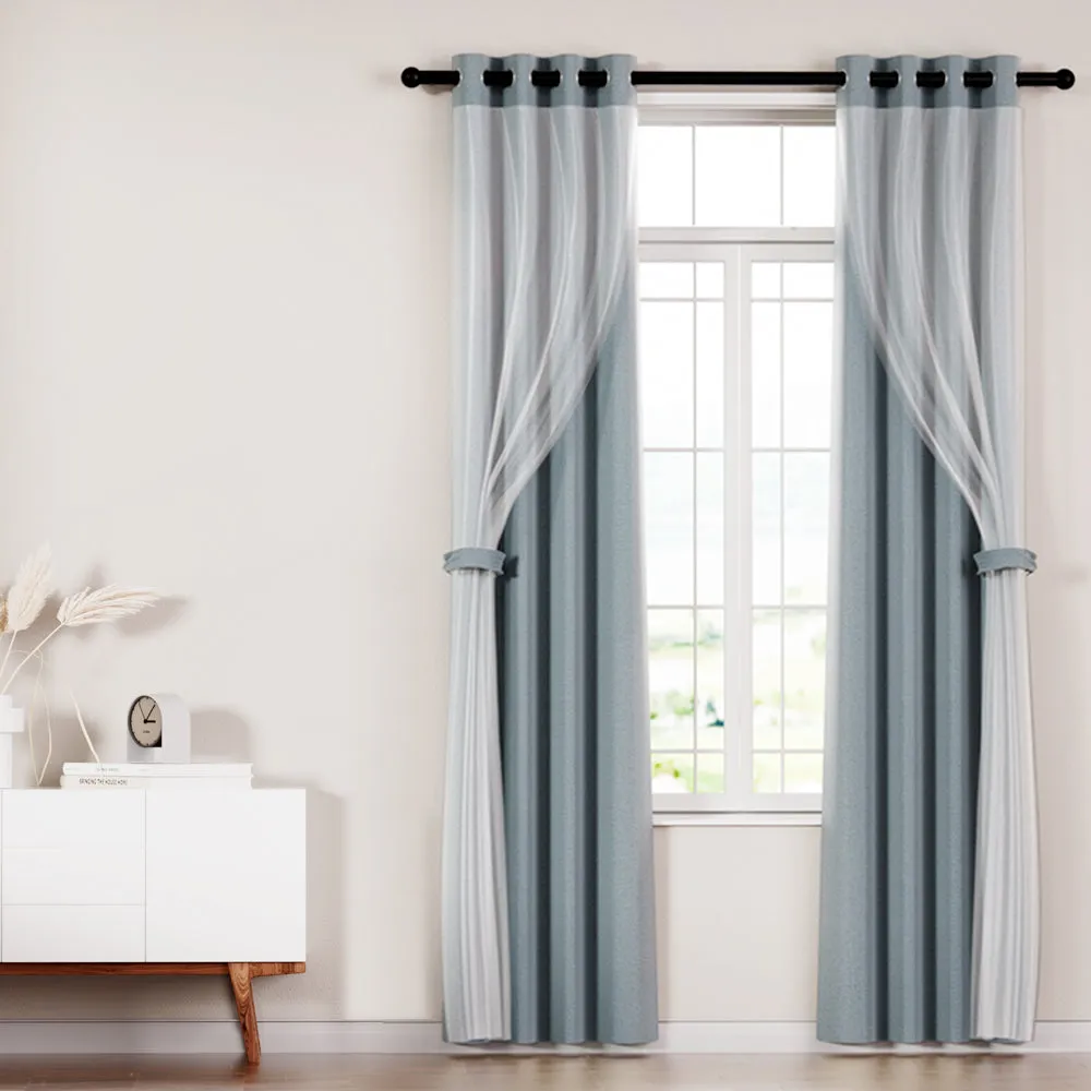 2X Thermal Blockout Sheer Curtains with Tiebacks, Artiss