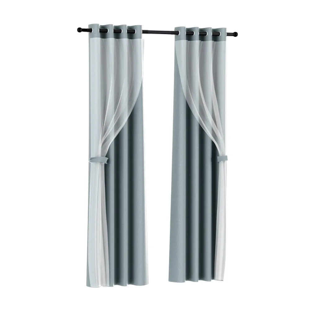 2X Thermal Blockout Sheer Curtains with Tiebacks, Artiss