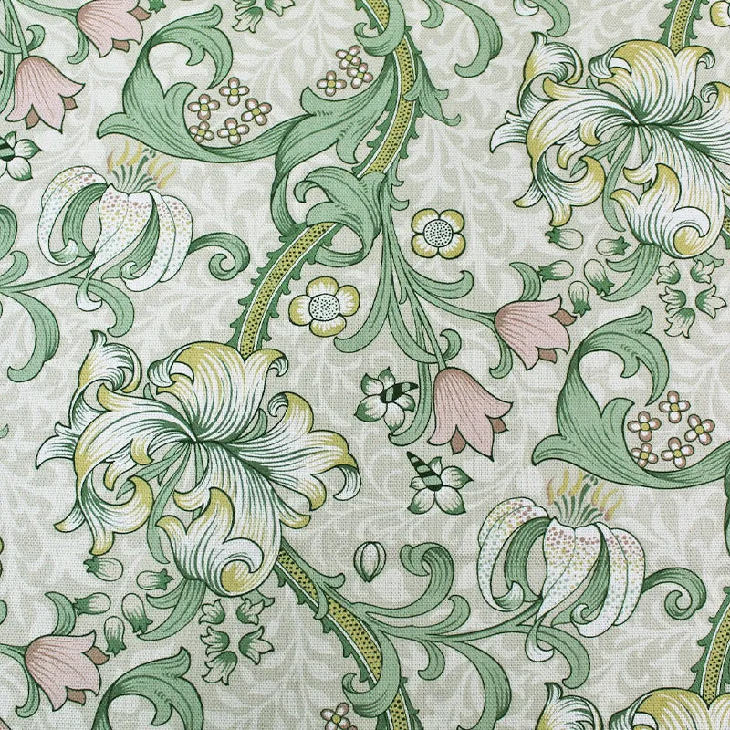 75CM REMNANT William Morris Soft Furnishing - Golden Lily - Linen and Blush