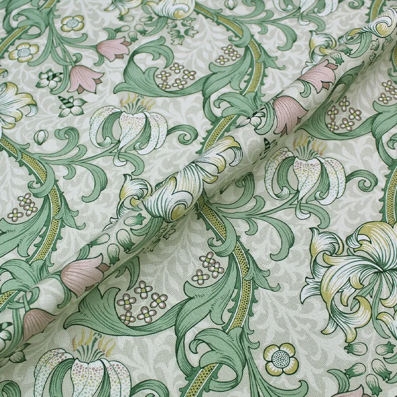 75CM REMNANT William Morris Soft Furnishing - Golden Lily - Linen and Blush