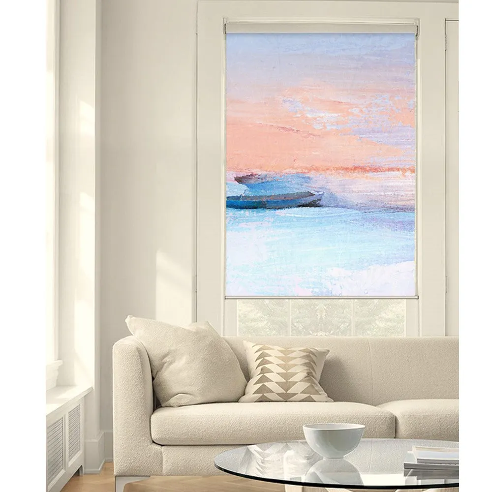 Abstract Boat Canoe at Sunset Sunrise Window Roller Shade