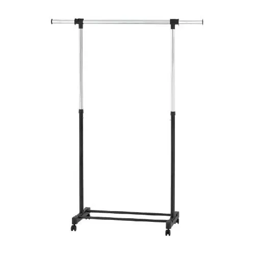 Adjustable Single Rod Garment Rack -Black