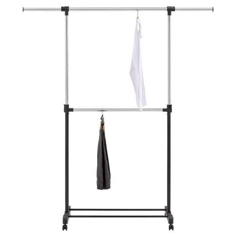 Adjustable Single Rod Garment Rack -Black