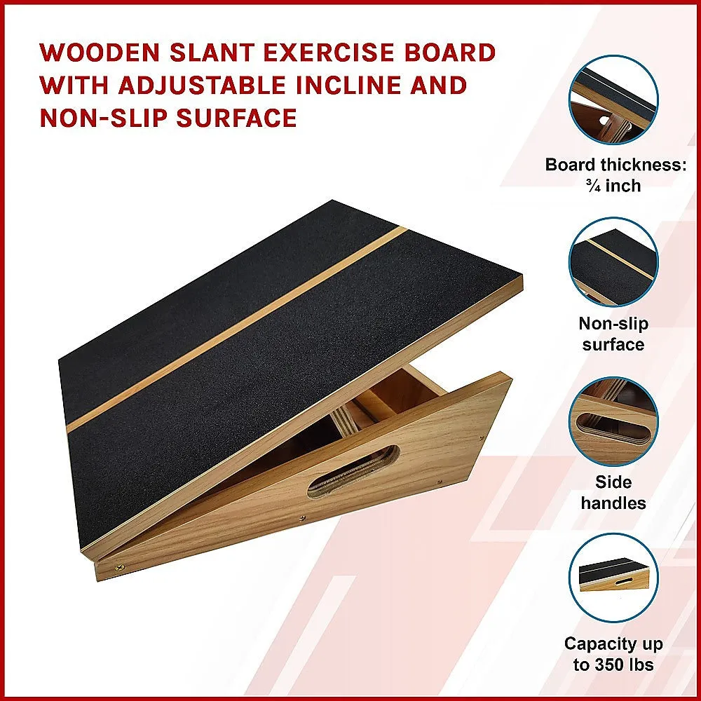 Adjustable Wooden Slant Exercise Board, Non-Slip, 350 lbs