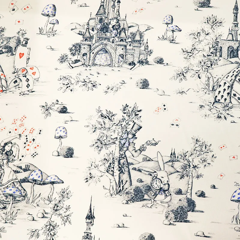 Alice in Wonderland Home Furnishing Fabric by Maison THEVENON Paris - White