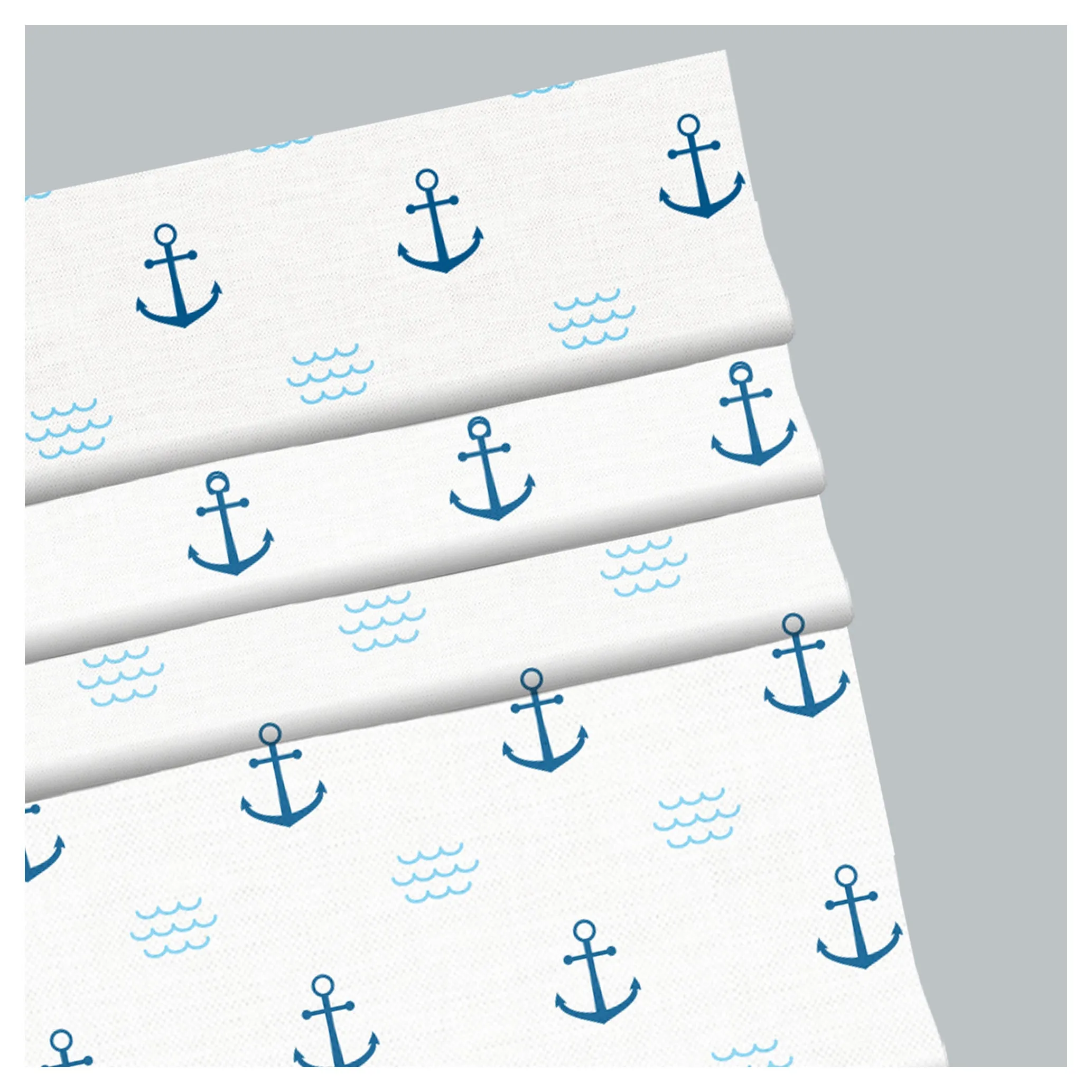 Anchor Marine Sea Wheel Navy Print Roman Shade