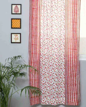 Anemone Orchid Hand Block Printed Door Curtain | 7 ft x 3.6 ft