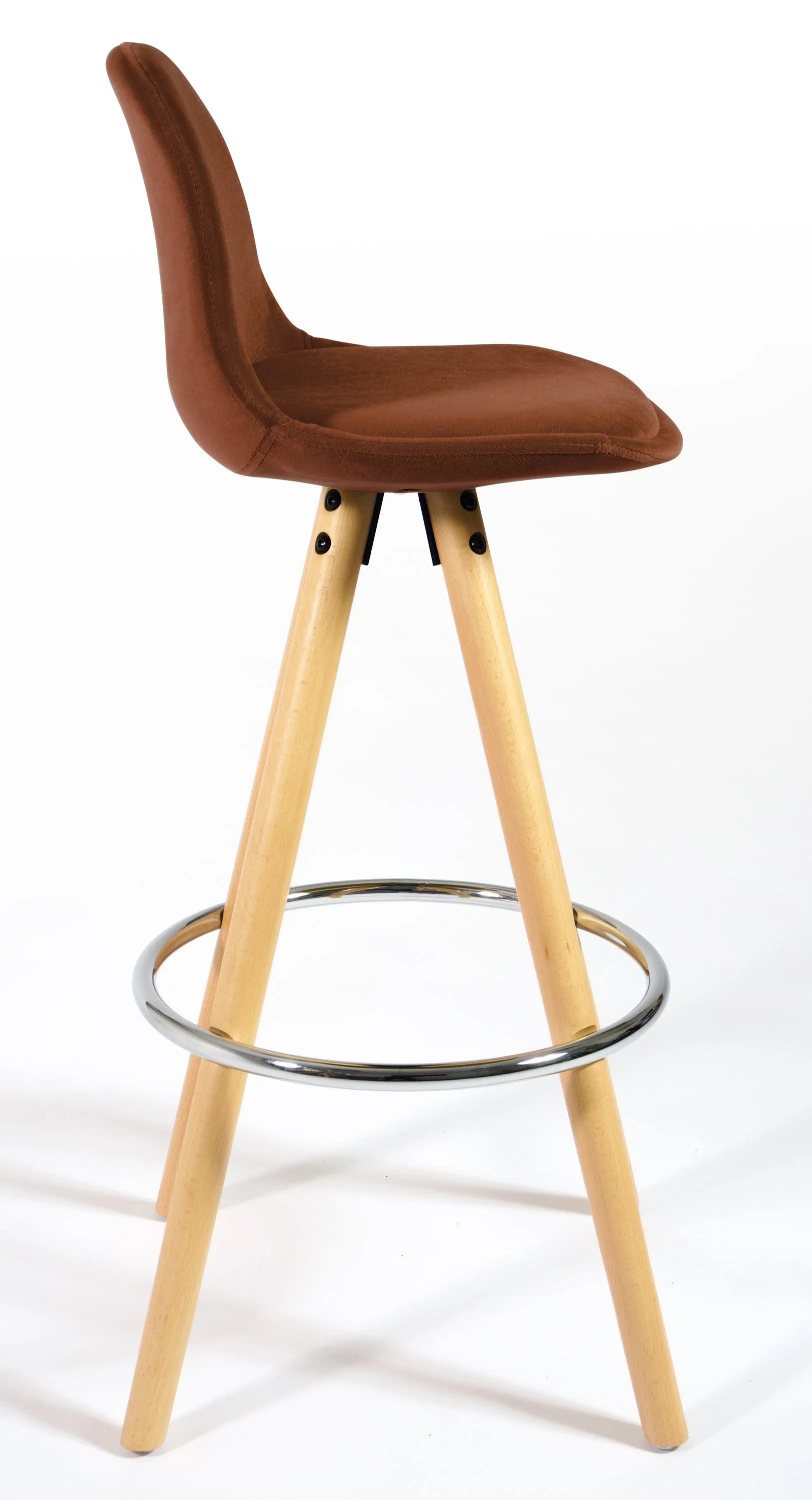 Barcelona Bar Stools Matte Velvet - Chocolate Brown