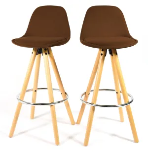 Barcelona Bar Stools Matte Velvet - Chocolate Brown