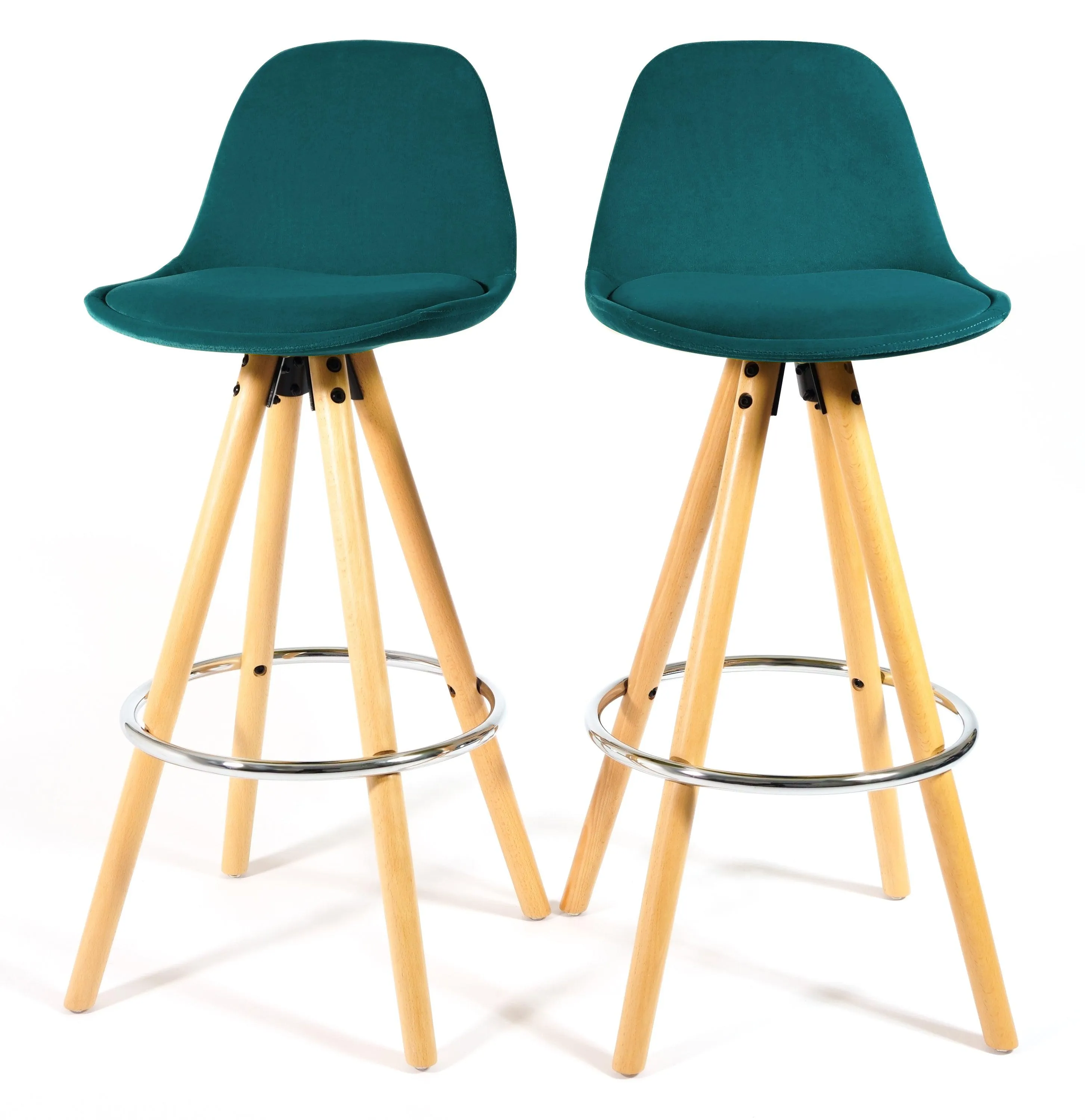 Barcelona Bar Stools Matte Velvet - Ocean Green