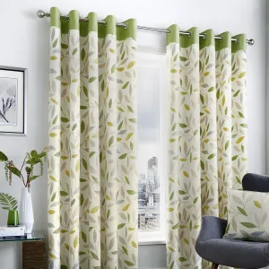 Beechwood Green Leaf Trail Eyelet Curtains