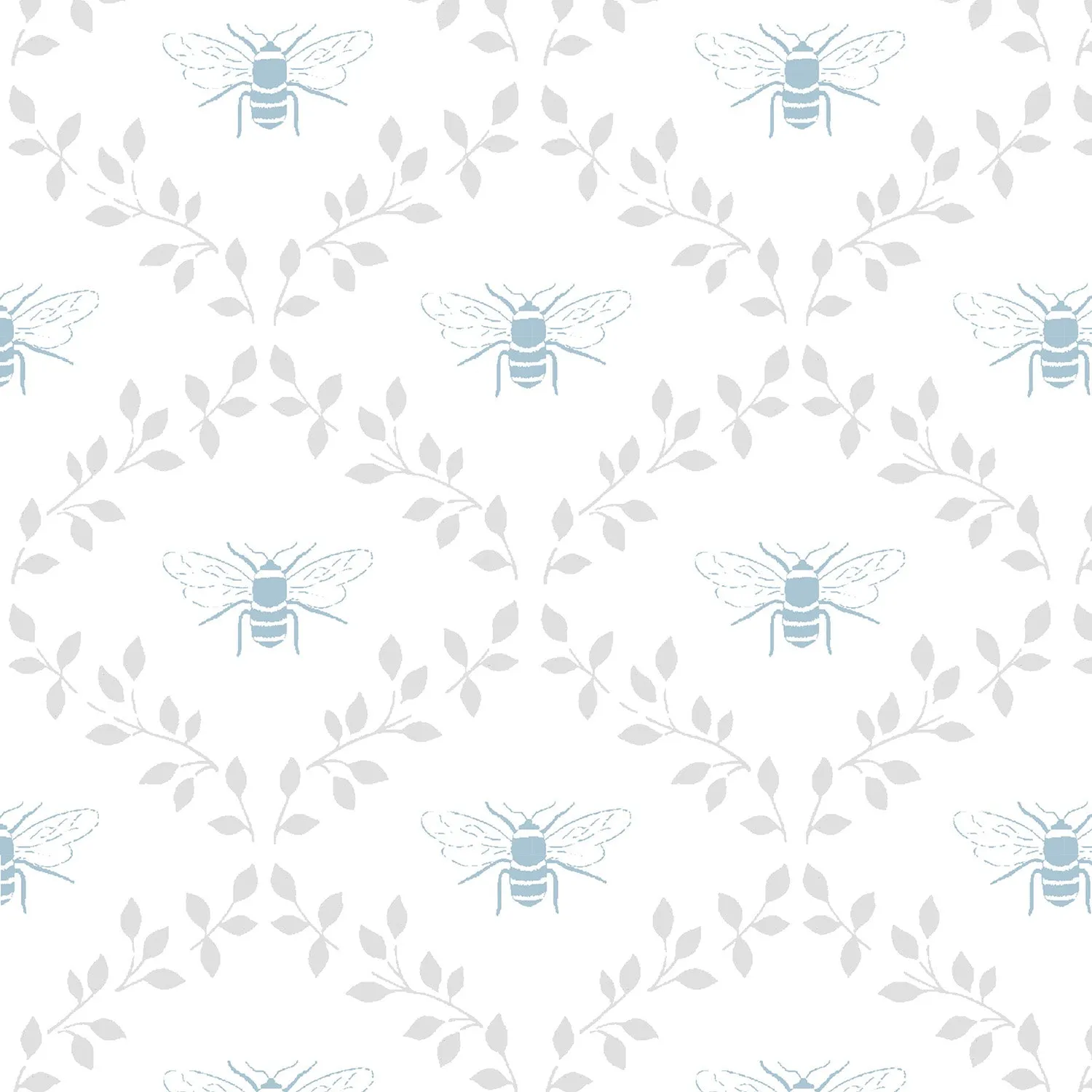 Bees & Leaves White Curtains/Roman Blind Sample