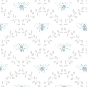 Bees & Leaves White Curtains/Roman Blind Sample