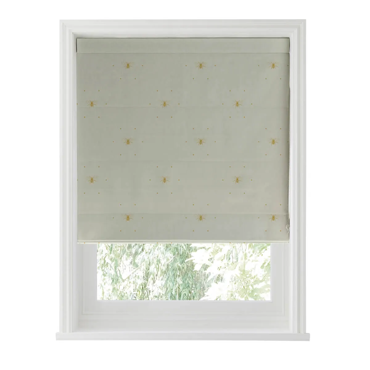 Bees Ochre Curtains/Roman Blind Sample