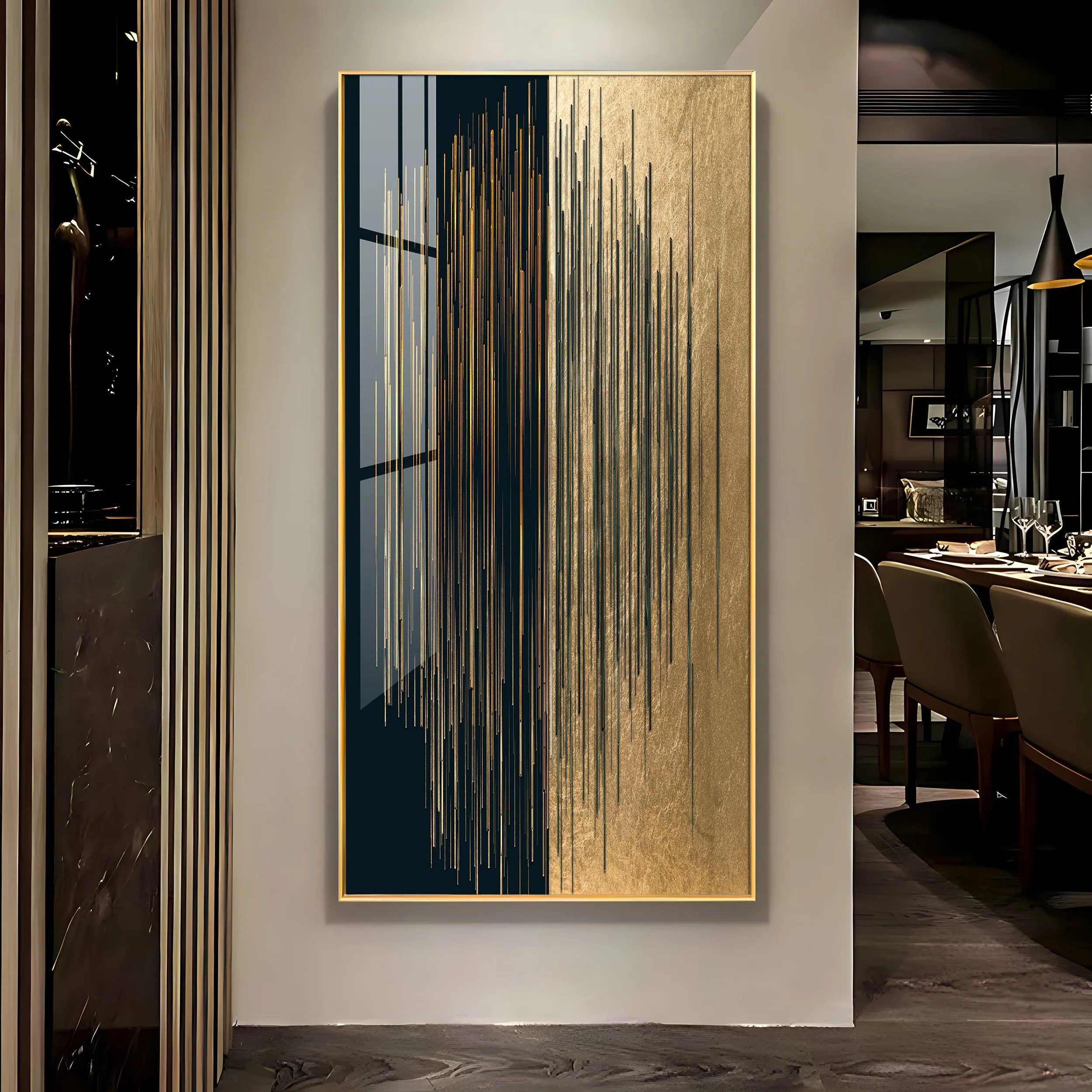 Black & Golden Textured Premium Acrylic Vertical Wall Art