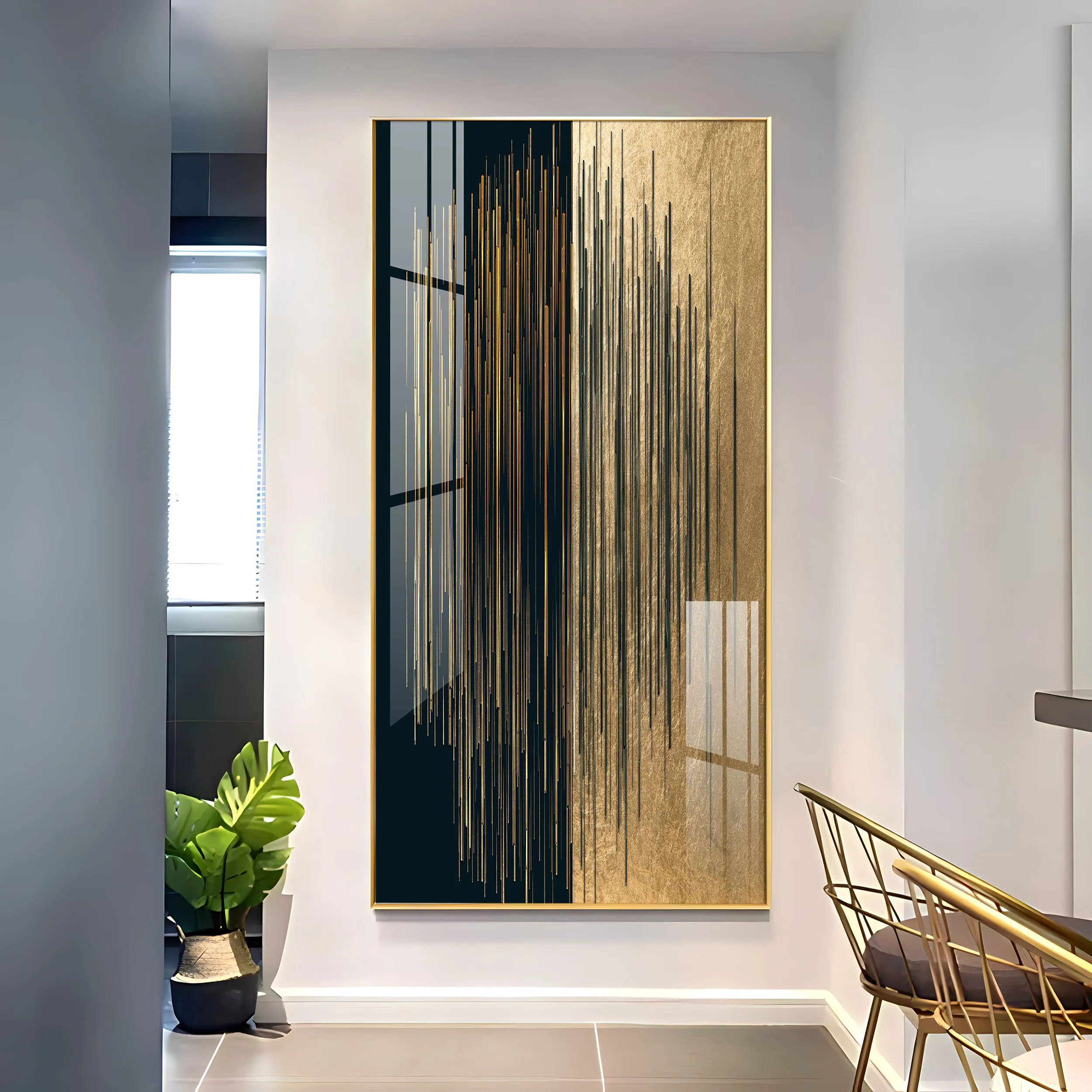 Black & Golden Textured Premium Acrylic Vertical Wall Art