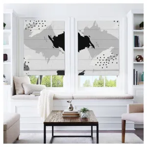 Black & White Abstract Scandinavian Print Window Roman Shade