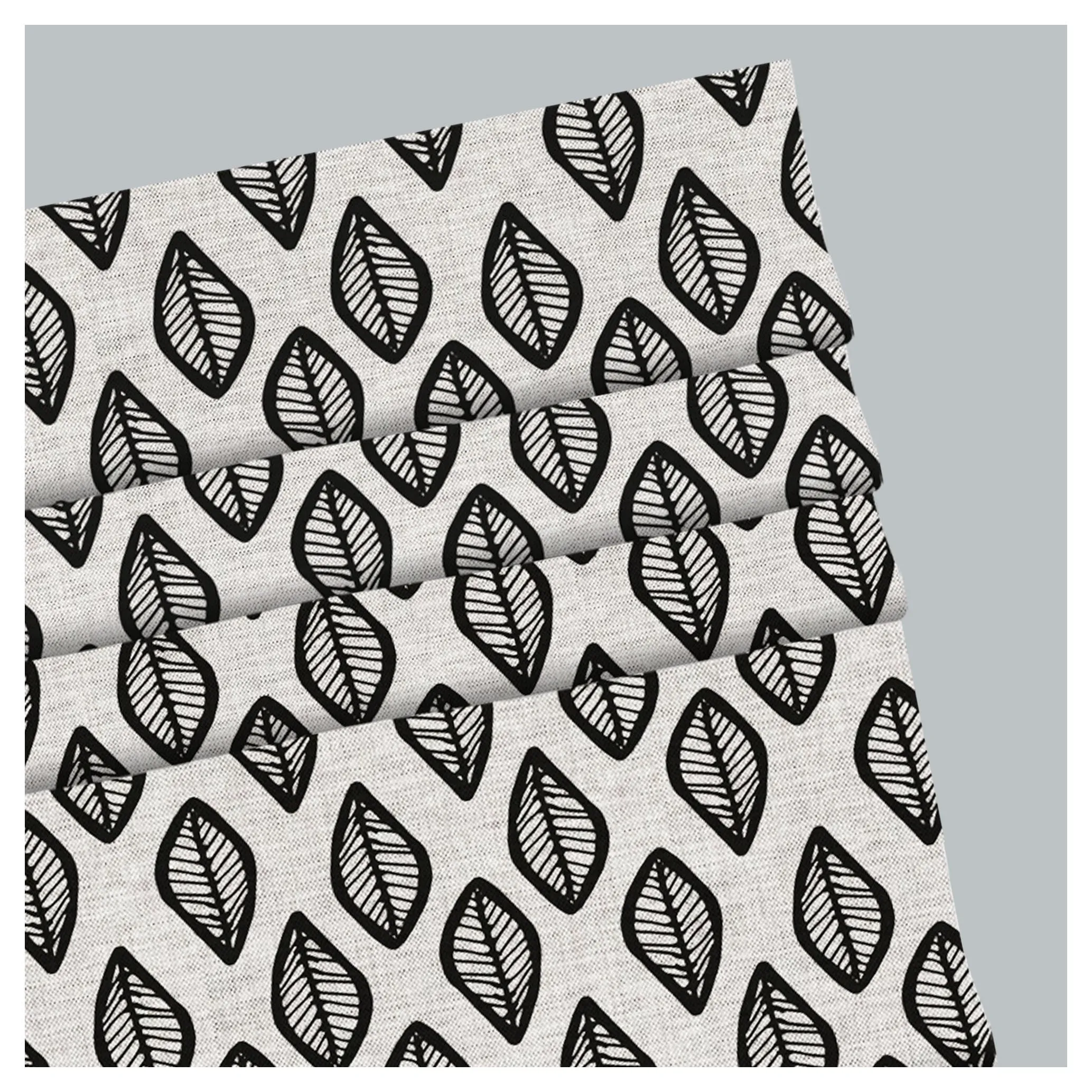 Black and White Monochrome Doodle Leaf Window Roman Shade