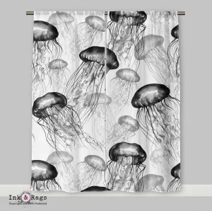 Black on White Jellyfish Curtains