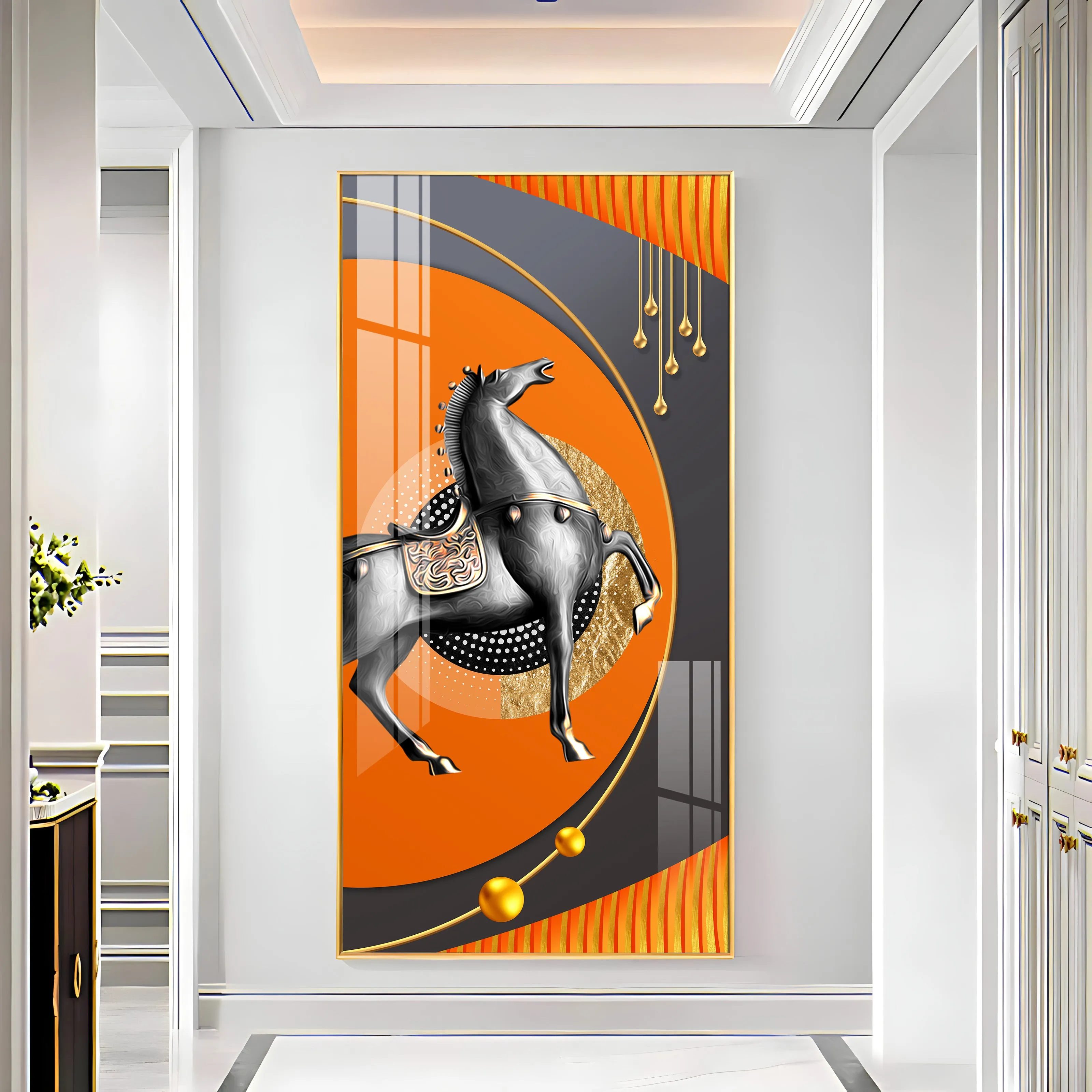 Black Warrior Horse Premium Acrylic Vertical Wall Art