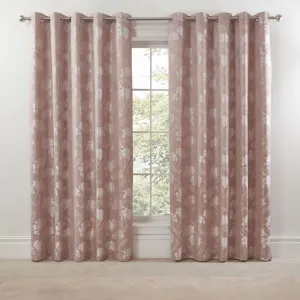 Blossom Blush Pink Lined Eyelet Jacquard Curtains