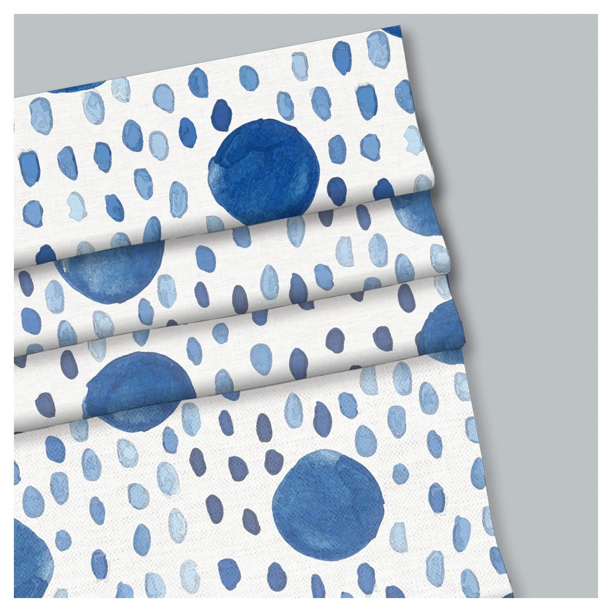 Blue Dot Water Color Print Roman Shade