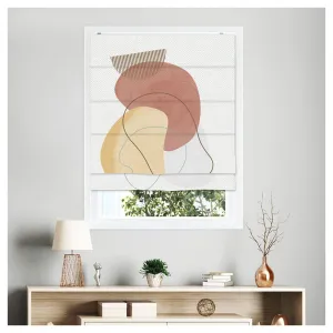 Boho Chic Abstract Watercolor Print Roman Shade - Stylish Home Decor Window Treatment