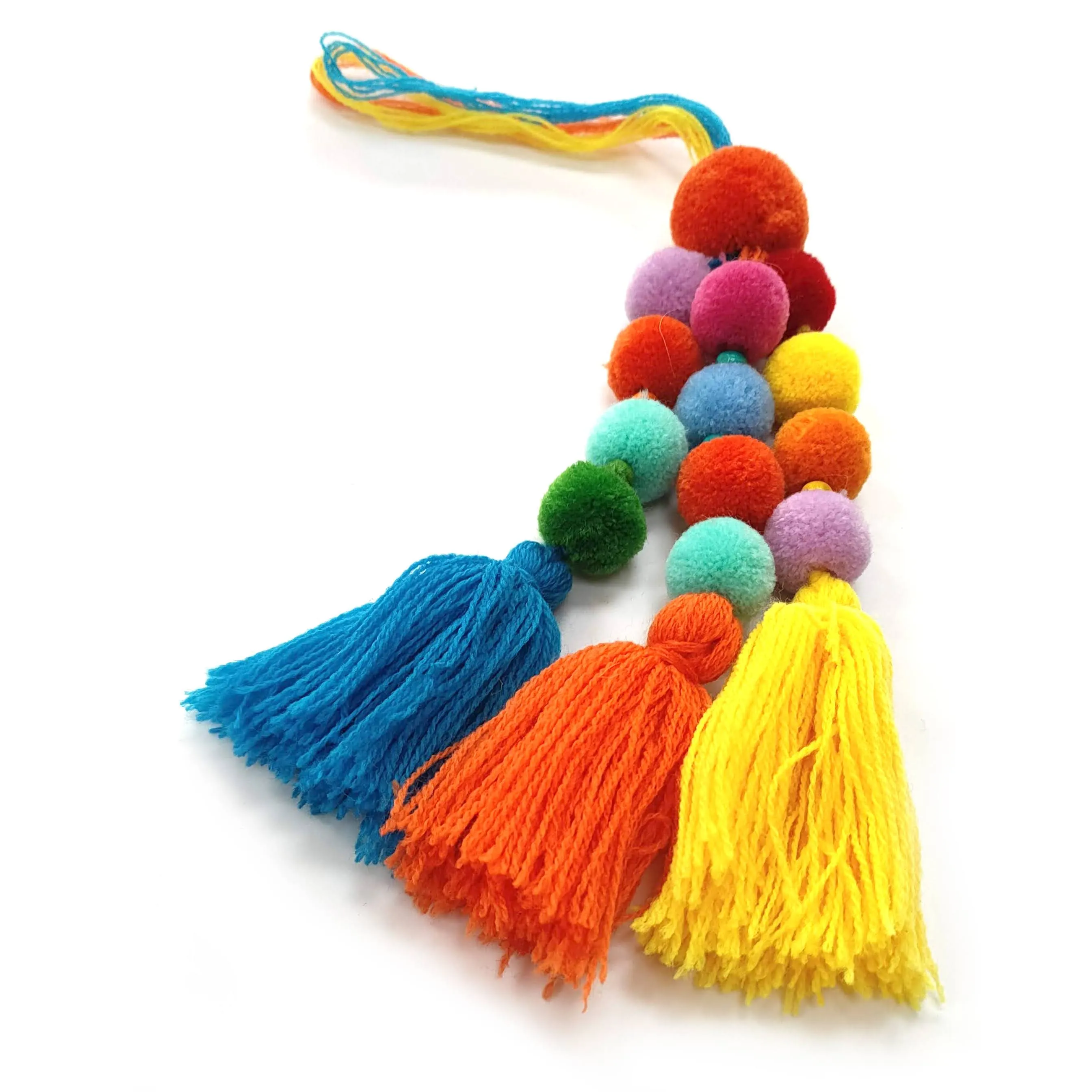 Bright Summer Decorative PomPom Tassel Adornment - Triple