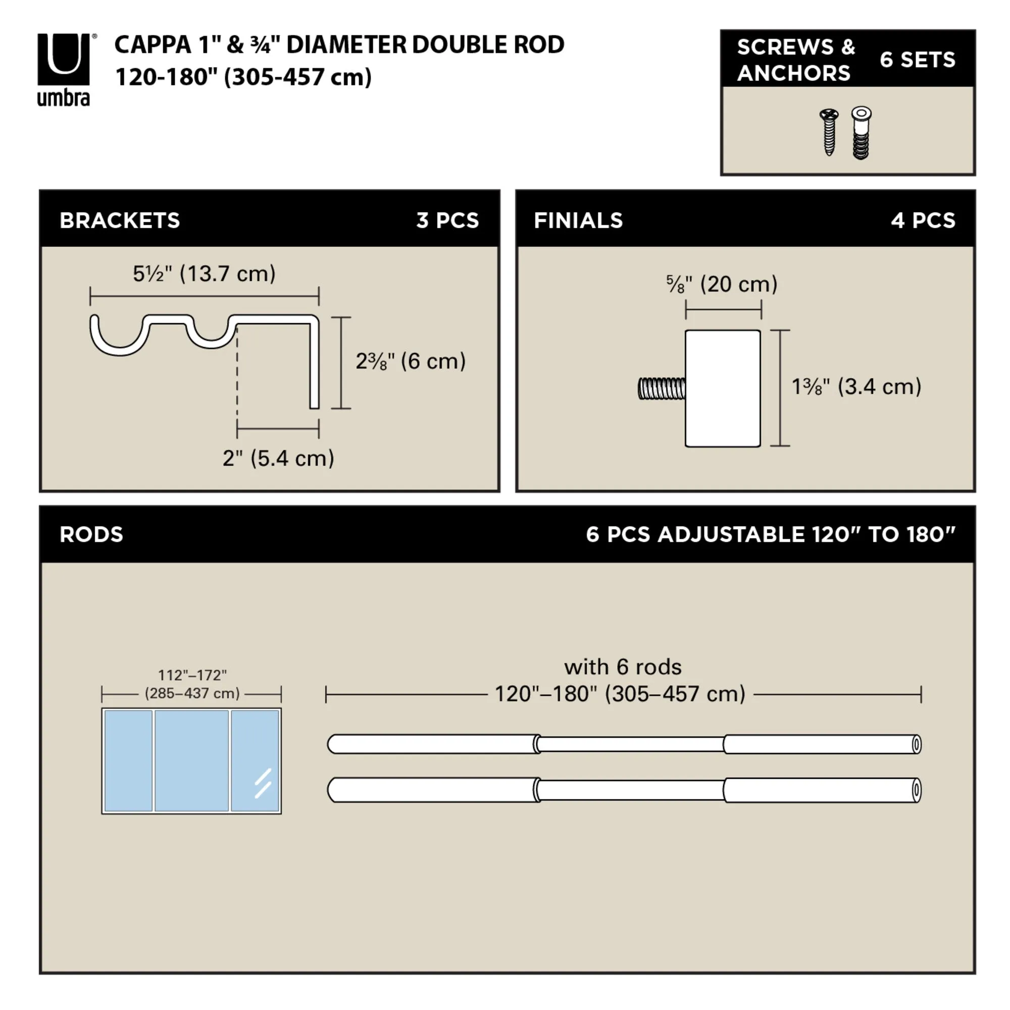 Cappa Double Curtain Rod