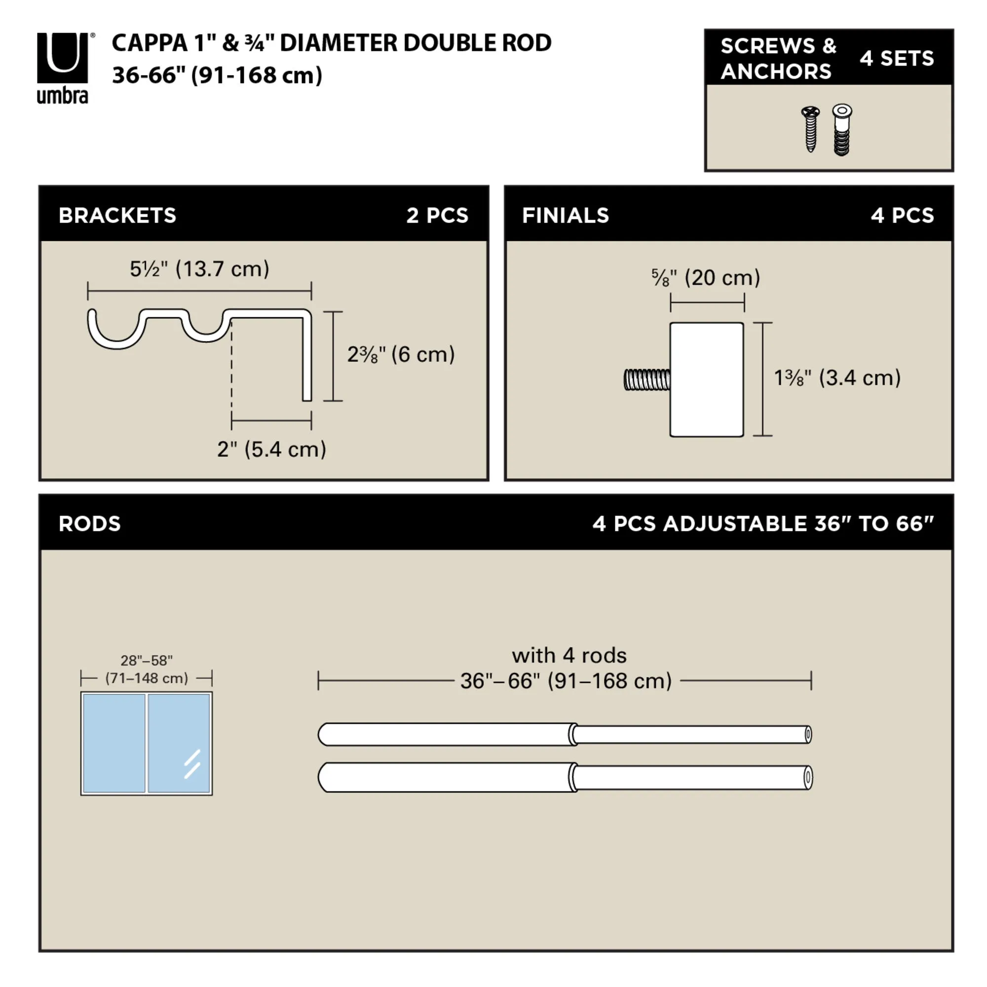 Cappa Double Curtain Rod