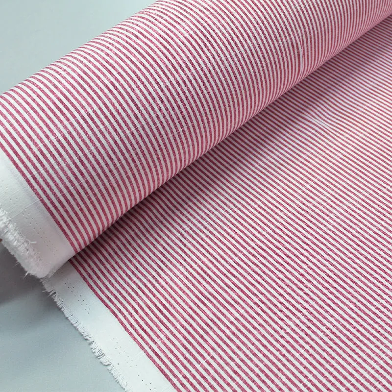 Chambray Stripe Home Furnishing Fabric - Red