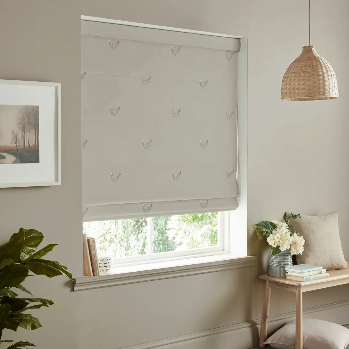 Chicken Natural Made to Measure Roman Blind