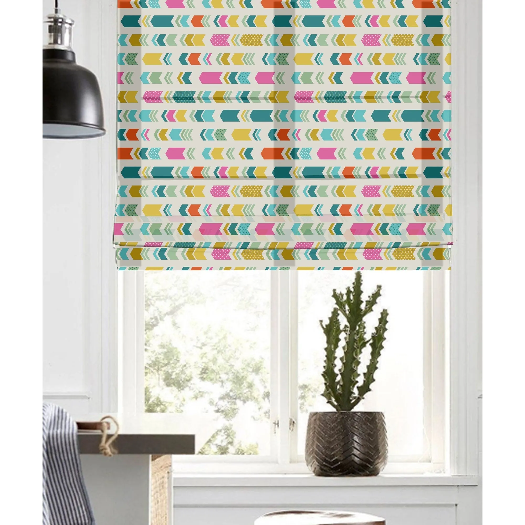 Colorful Arrow Tessellation Linen Window Roman Shade