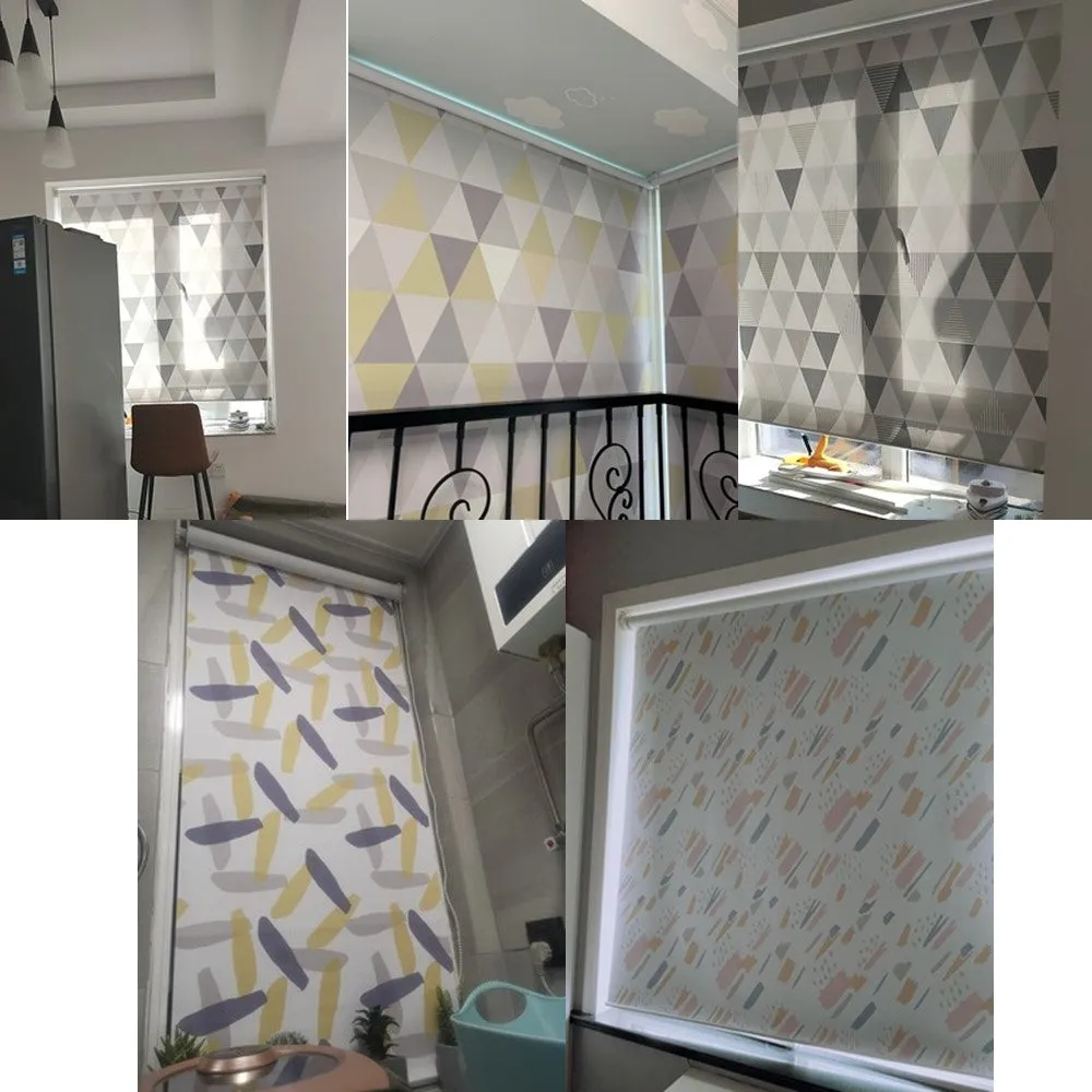 Contemporary Lines and Dots Print Window Roller Shade