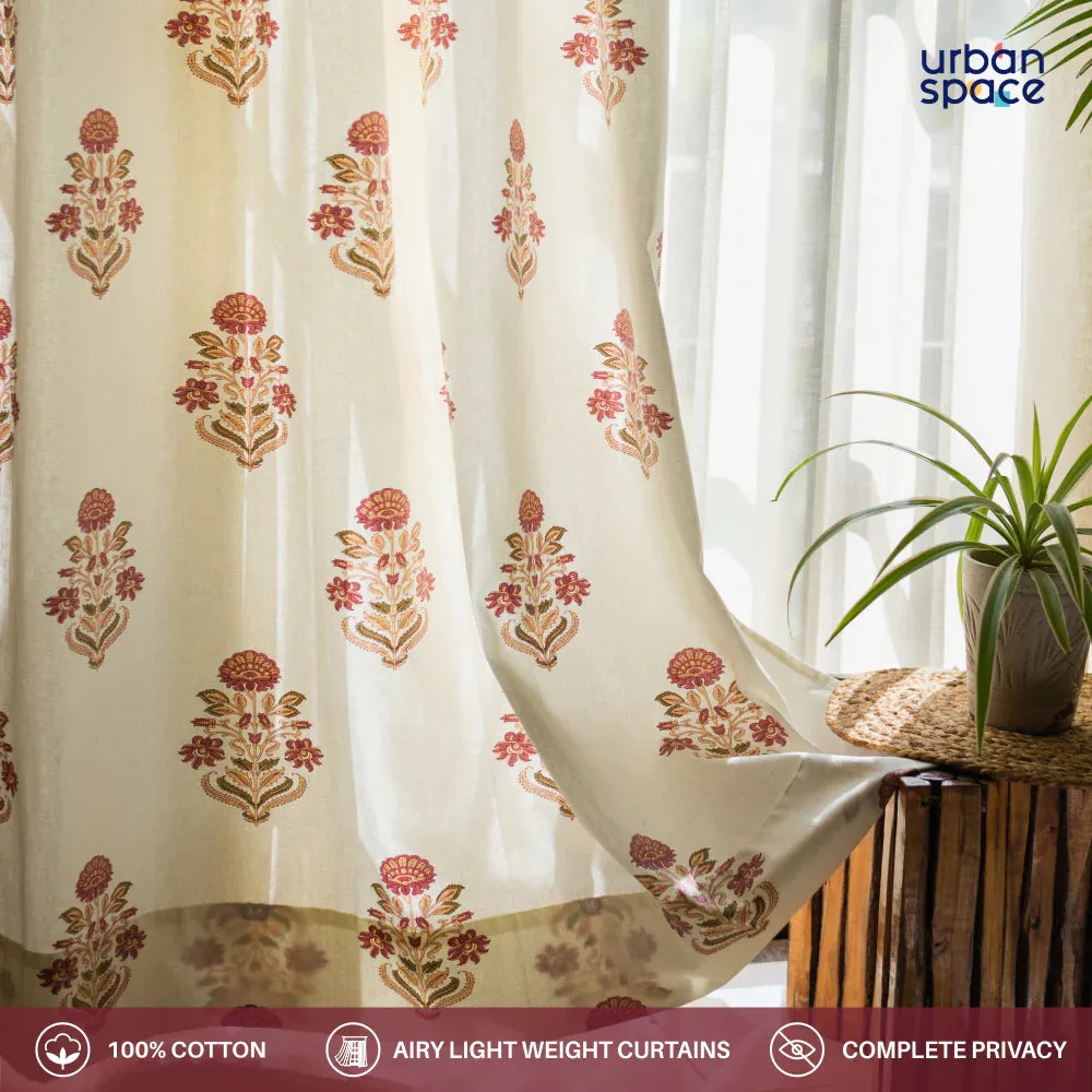 Cotton Curtains   Cotton Table Cover - (Combo 4 - Liberty Maroon   Liberty Maroon)