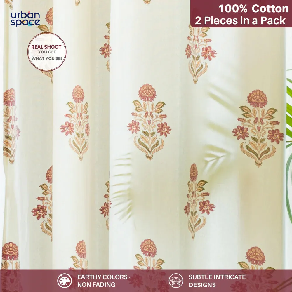 Cotton Curtains   Cotton Table Cover - (Combo 4 - Liberty Maroon   Liberty Maroon)