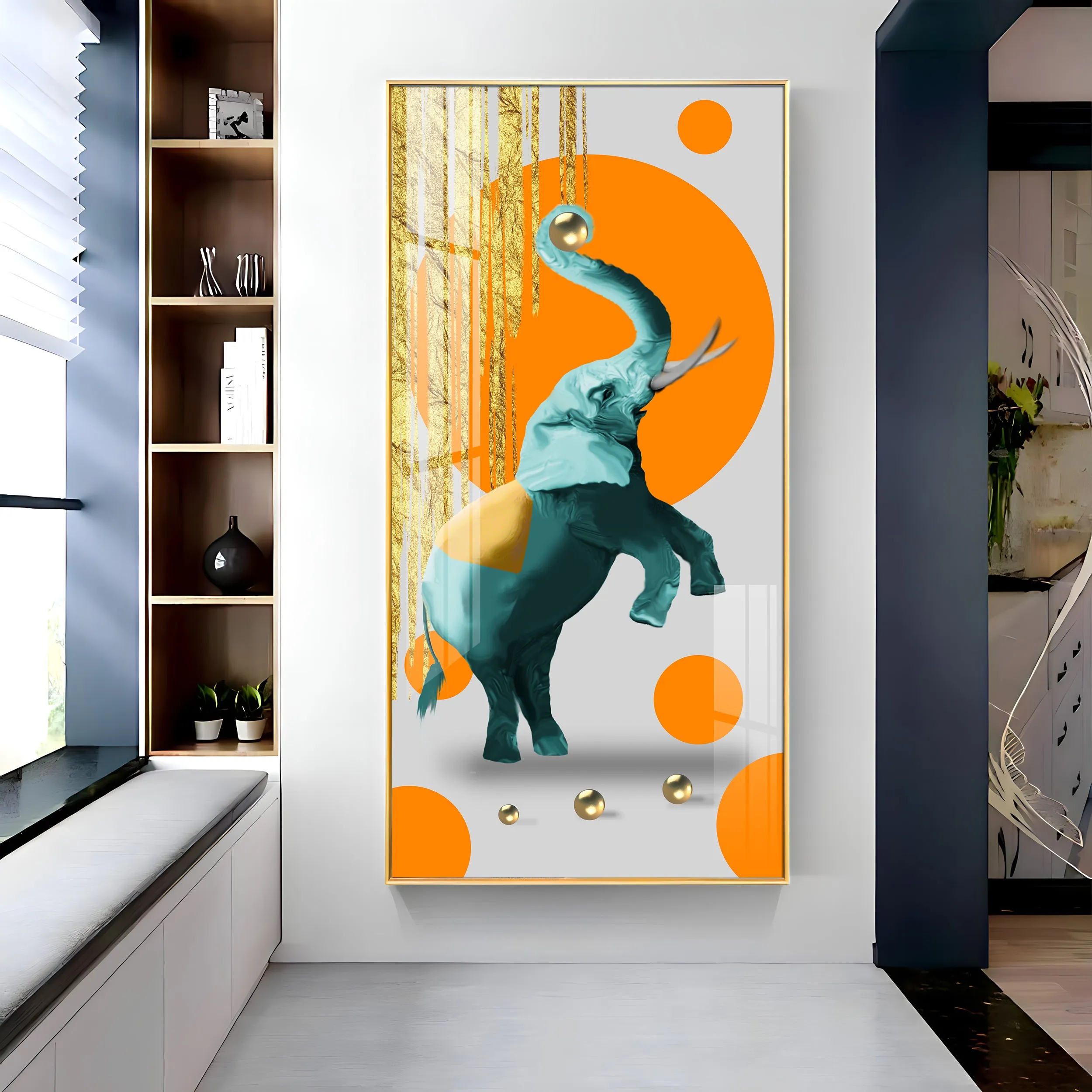 Dancing Elephant Premium Acrylic Vertical Wall Art