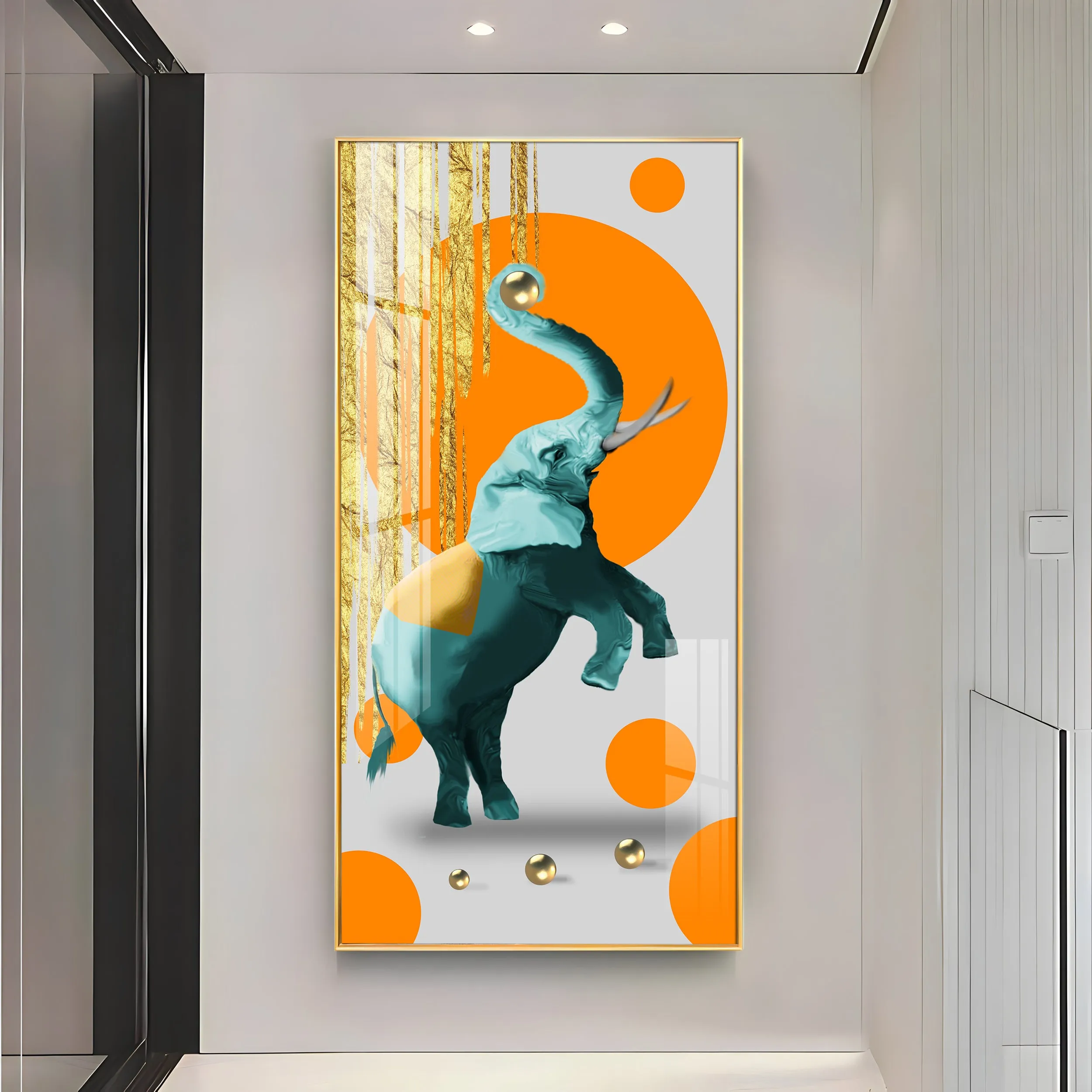 Dancing Elephant Premium Acrylic Vertical Wall Art