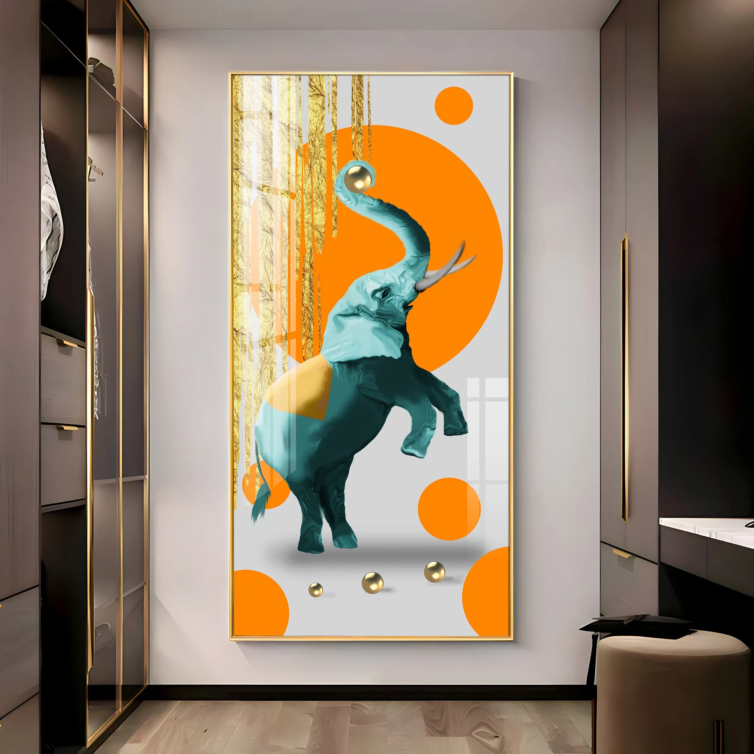 Dancing Elephant Premium Acrylic Vertical Wall Art